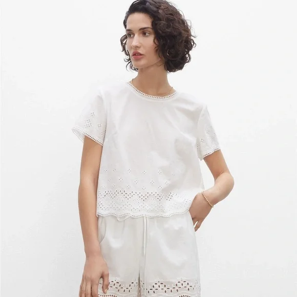 Club Monaco White Eyelet Tee - Picture 3 of 10